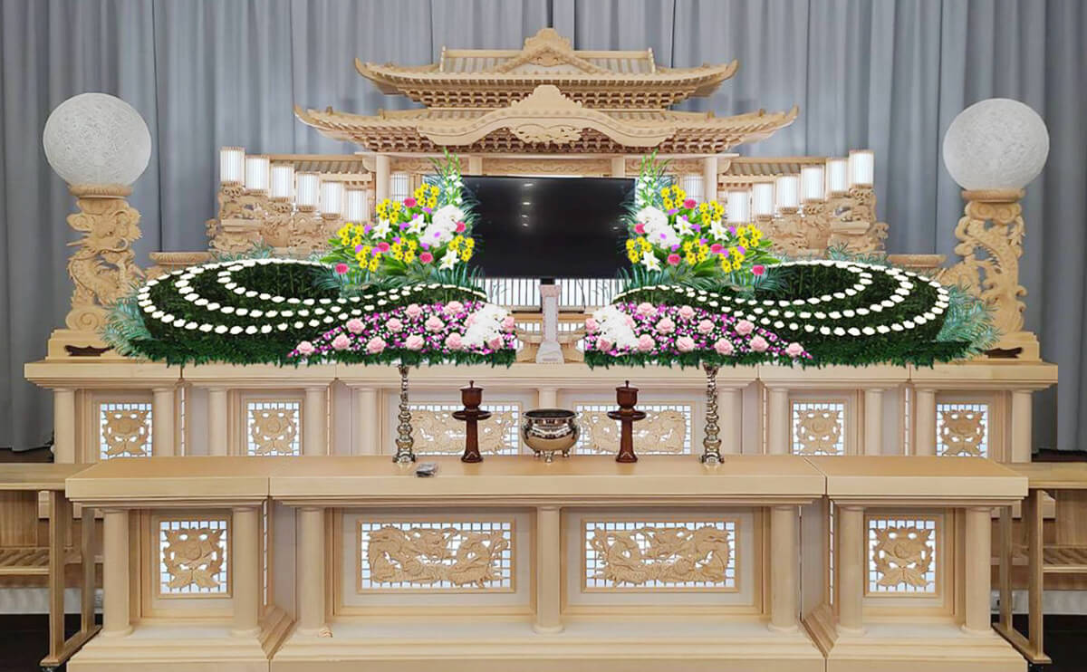 会館葬 五葉プランの祭壇画像