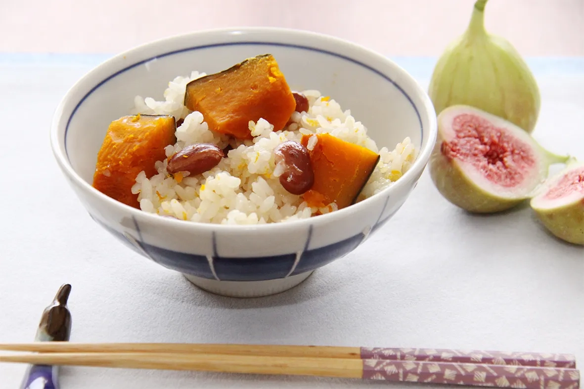 カボチャと金時ササゲの味付けご飯