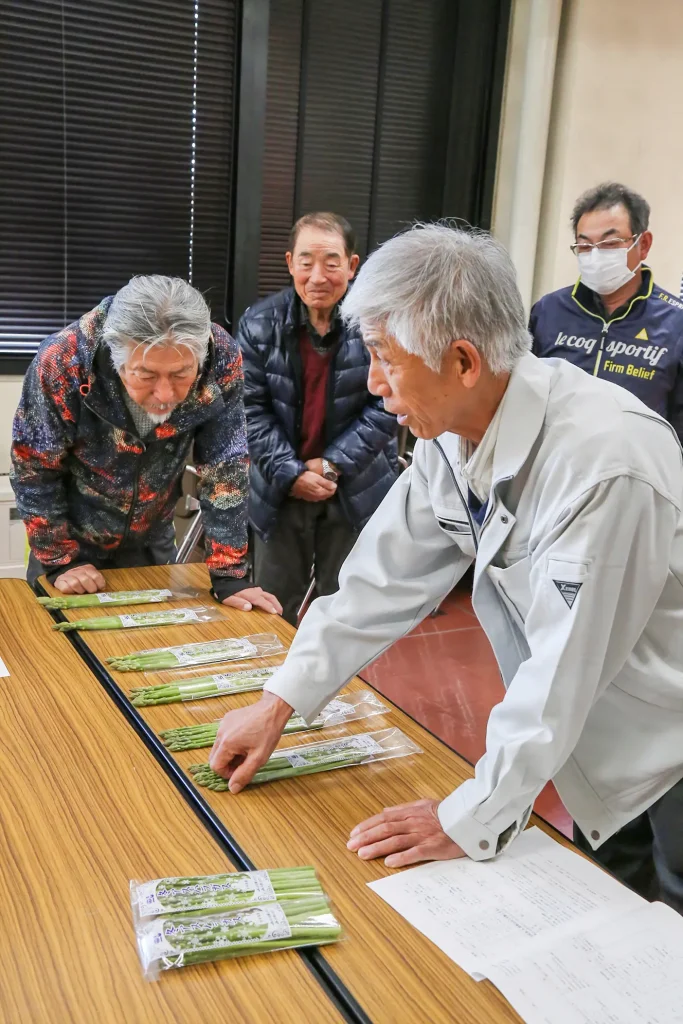 冬アスパラガスの目揃い会の様子写真