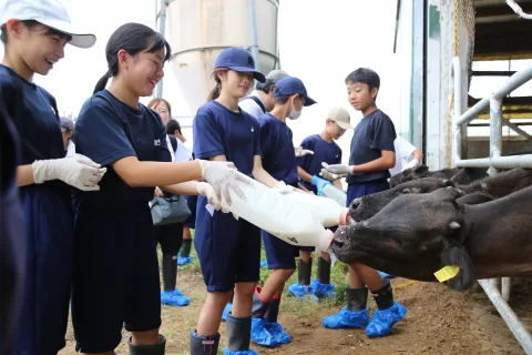 地域の基幹産業への理解深める　<br>農業酪農体験学習
