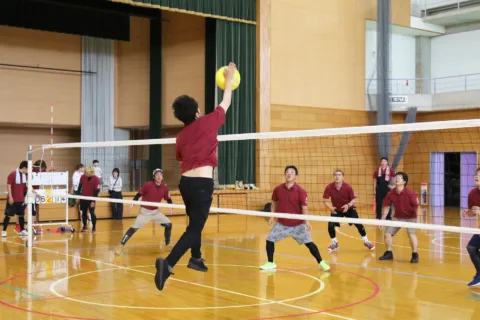 ソフトバレーボール大会　<br>青年部交流深める